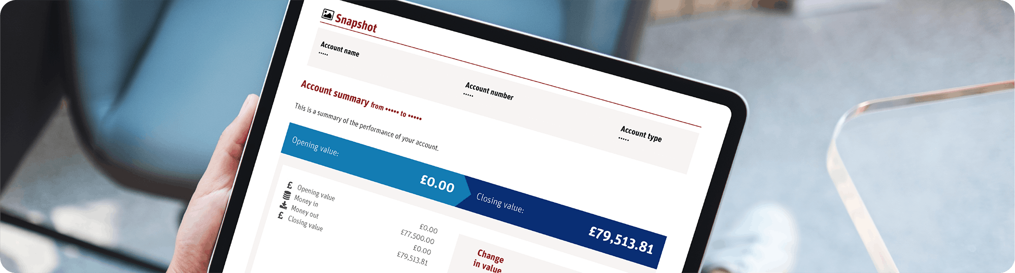 carousel-section-images-report Close up of an client report screen through the Scottish Widows platform